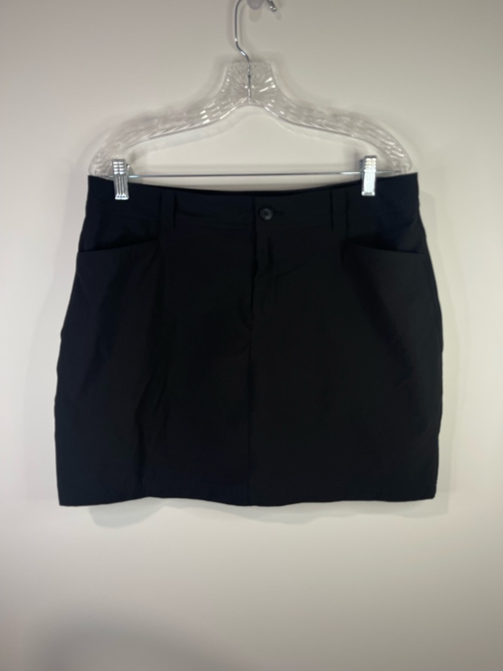 Eddie Bauer Black Women's Mini Skirt with Button Front with built in short